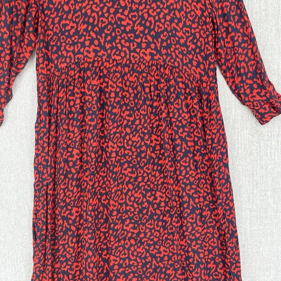 ZARA Dress Midi Oversized Animal Print Keyhole Back Long Sleeve Boho - Picture 7 of 14